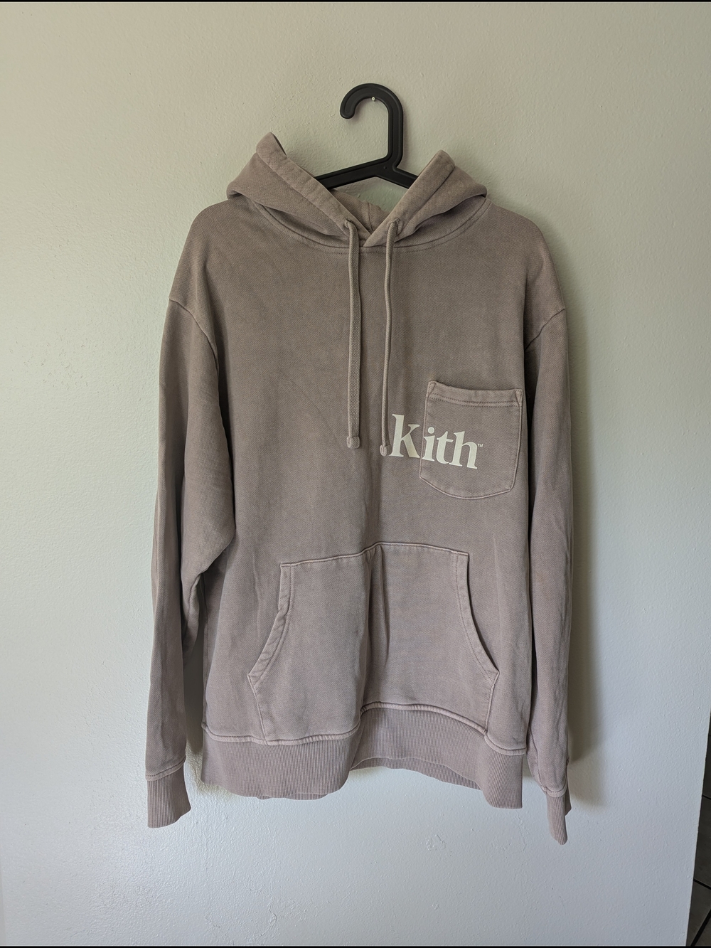 Kith Taupe Pocket Logo Hoodie in Muted Beige